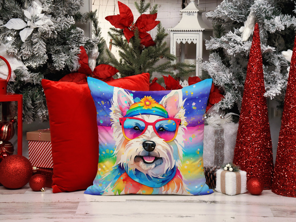 Glamorous Pups : Westie Hippie Dawg Throw Pillow
