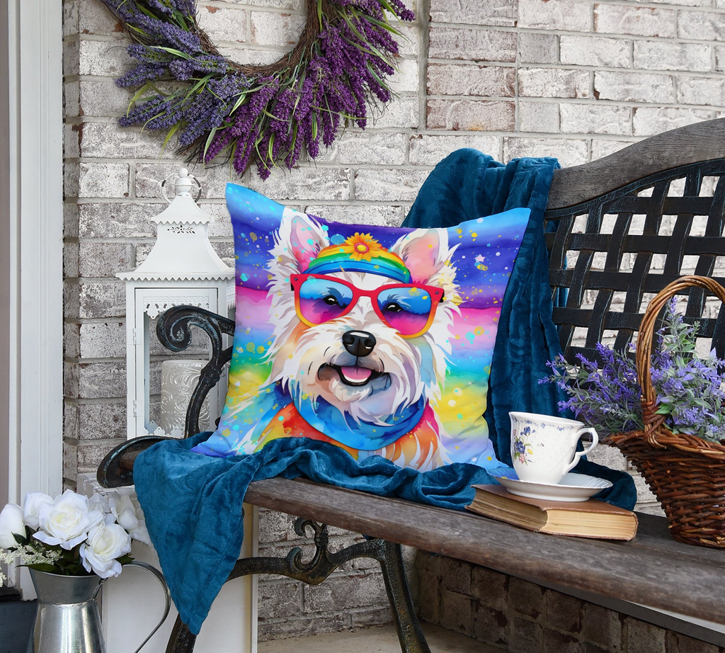 Glamorous Pups : Westie Hippie Dawg Throw Pillow