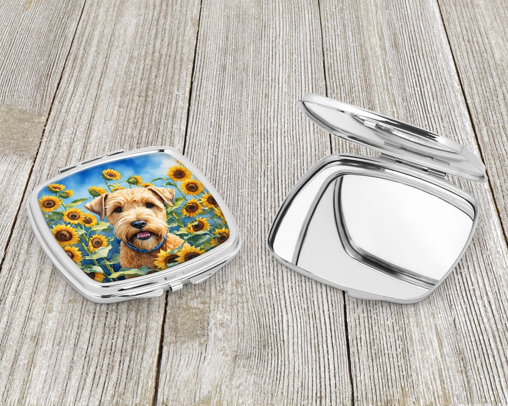 Glamorous Pups : Wheaten Terrier in Sunflowers Compact Mirror