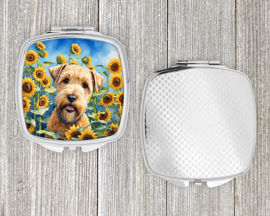 Glamorous Pups : Wheaten Terrier in Sunflowers Compact Mirror