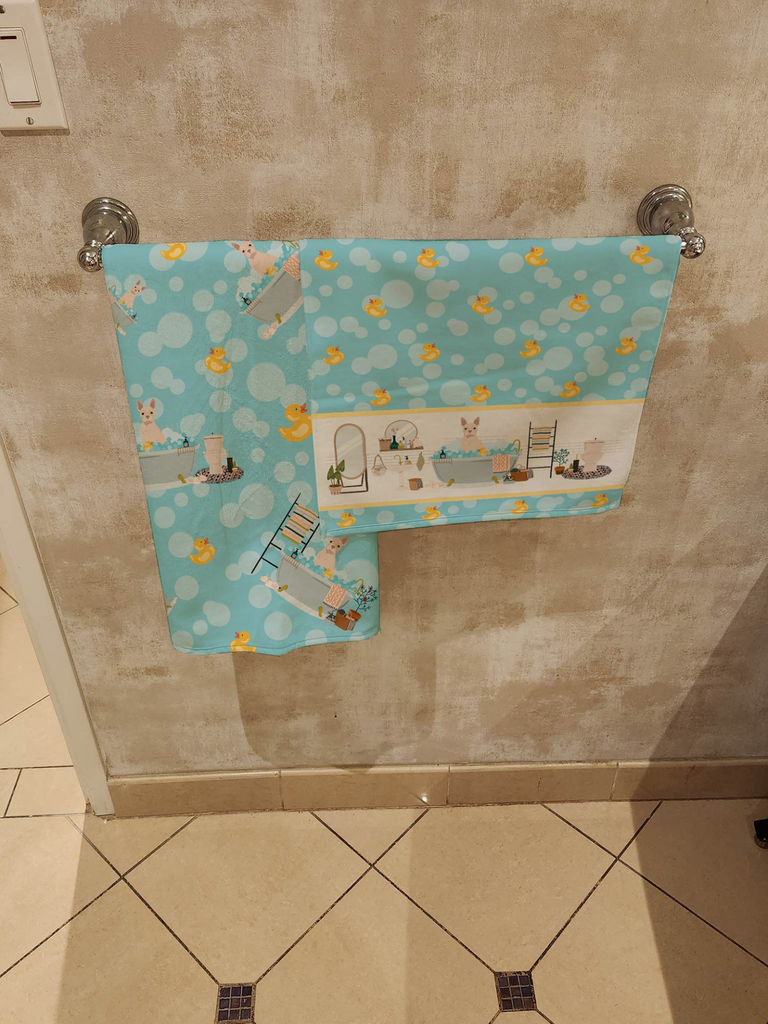 Glamorous Pups : White Boston Terrier Bath Towel Large