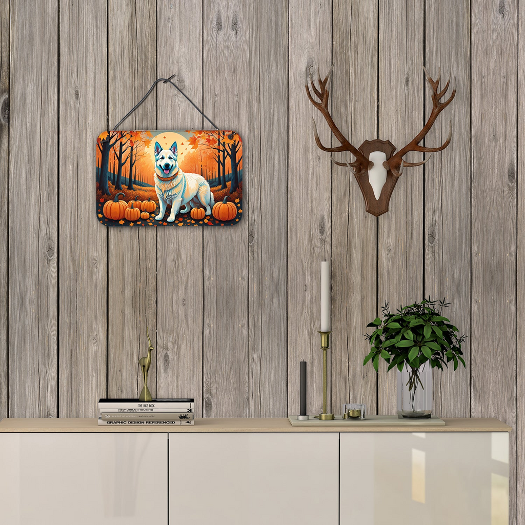 Glamorous Pups : White German Shepherd Fall Wall or Door Hanging Prints