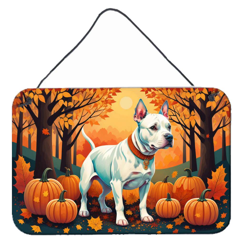 Glamorous Pups : White Pit Bull Terrier Fall Wall or Door Hanging Prints