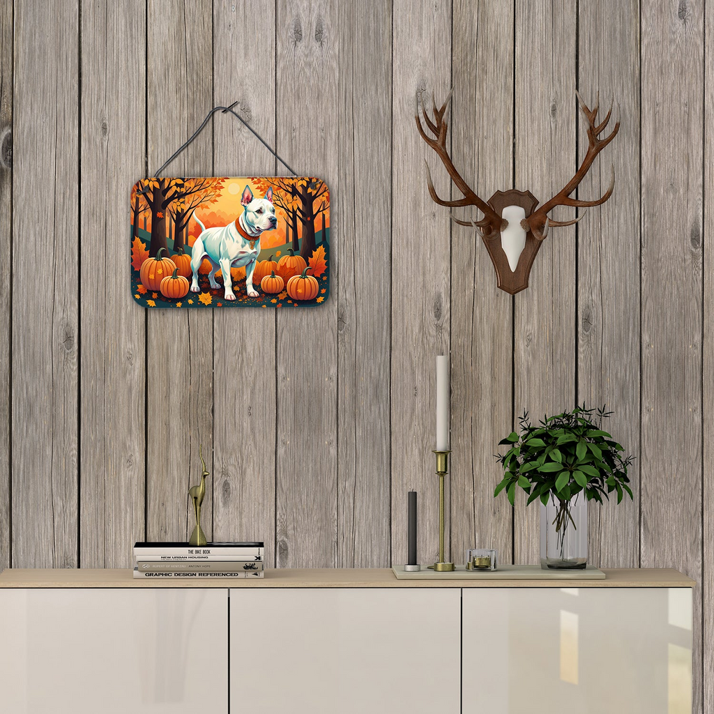 Glamorous Pups : White Pit Bull Terrier Fall Wall or Door Hanging Prints