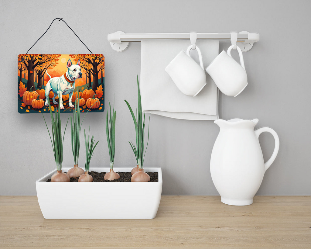 Glamorous Pups : White Pit Bull Terrier Fall Wall or Door Hanging Prints