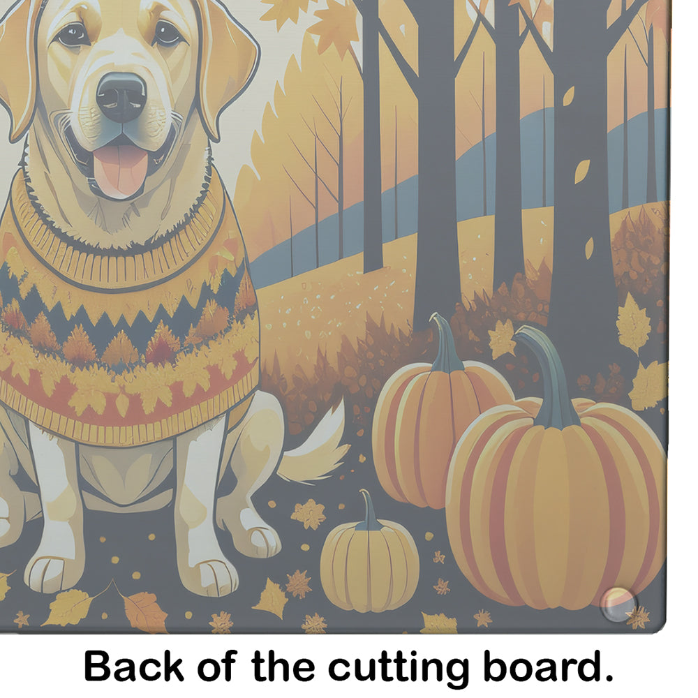 Glamorous Pups : Yellow Labrador Retriever Fall Glass Cutting Board