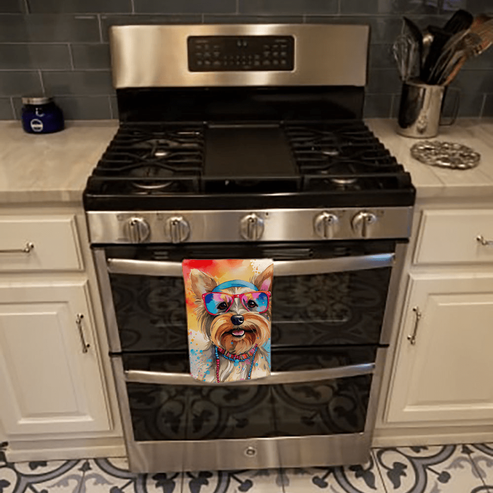 Glamorous Pups : Yorkshire Terrier Hippie Dawg Kitchen Towel