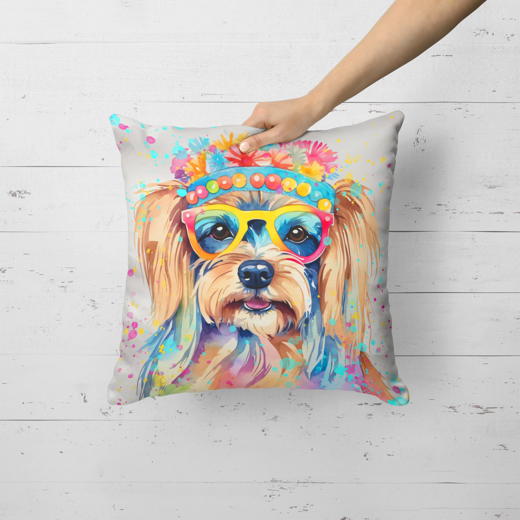 Glamorous Pups : Yorkshire Terrier Hippie Dawg Throw Pillow