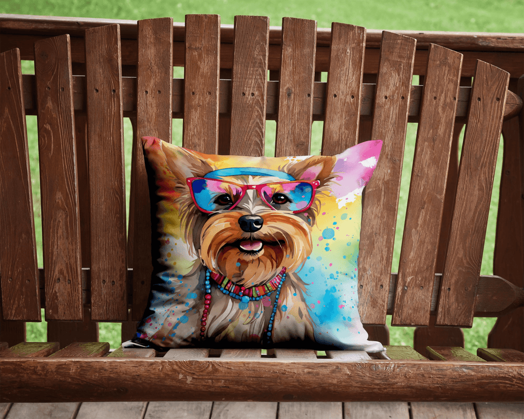 Glamorous Pups : Yorkshire Terrier Hippie Dawg Throw Pillow