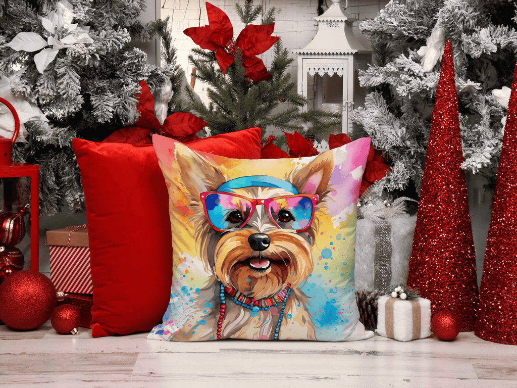 Glamorous Pups : Yorkshire Terrier Hippie Dawg Throw Pillow