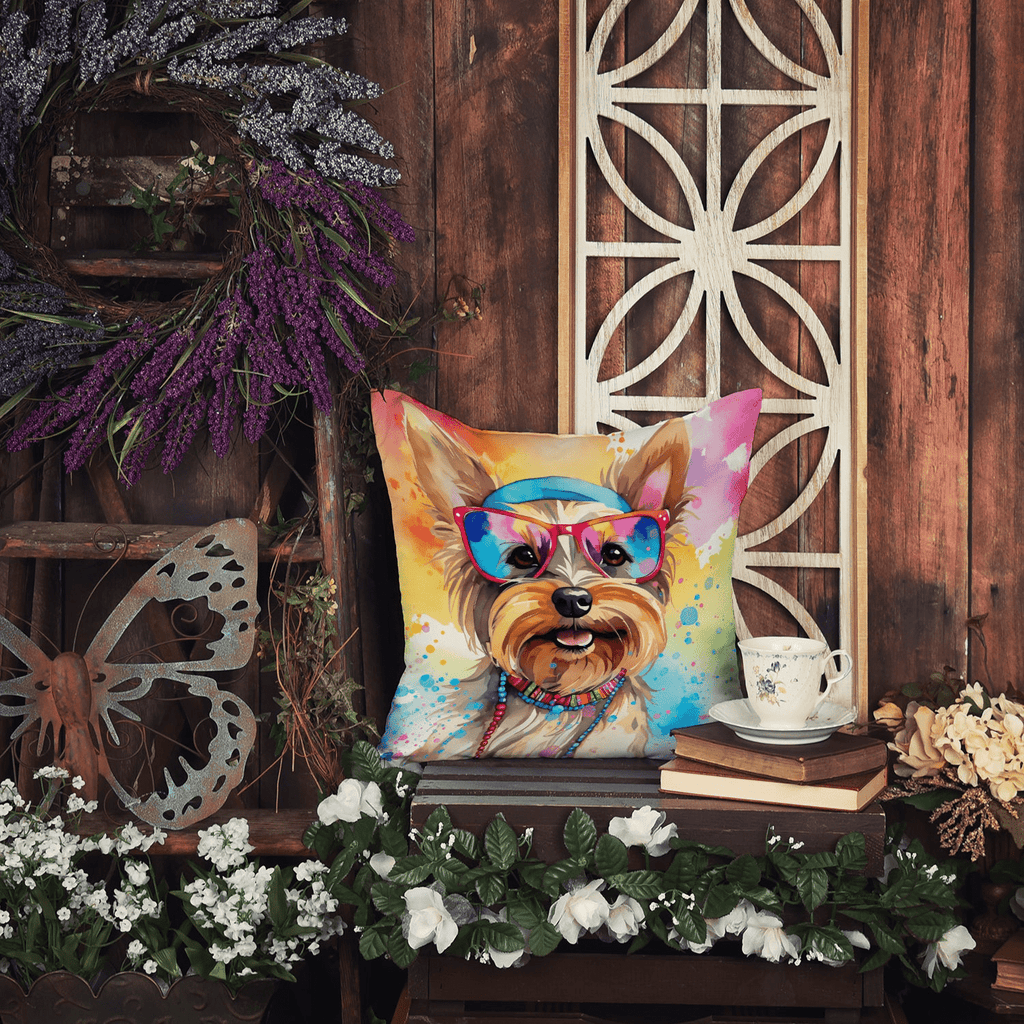 Glamorous Pups : Yorkshire Terrier Hippie Dawg Throw Pillow