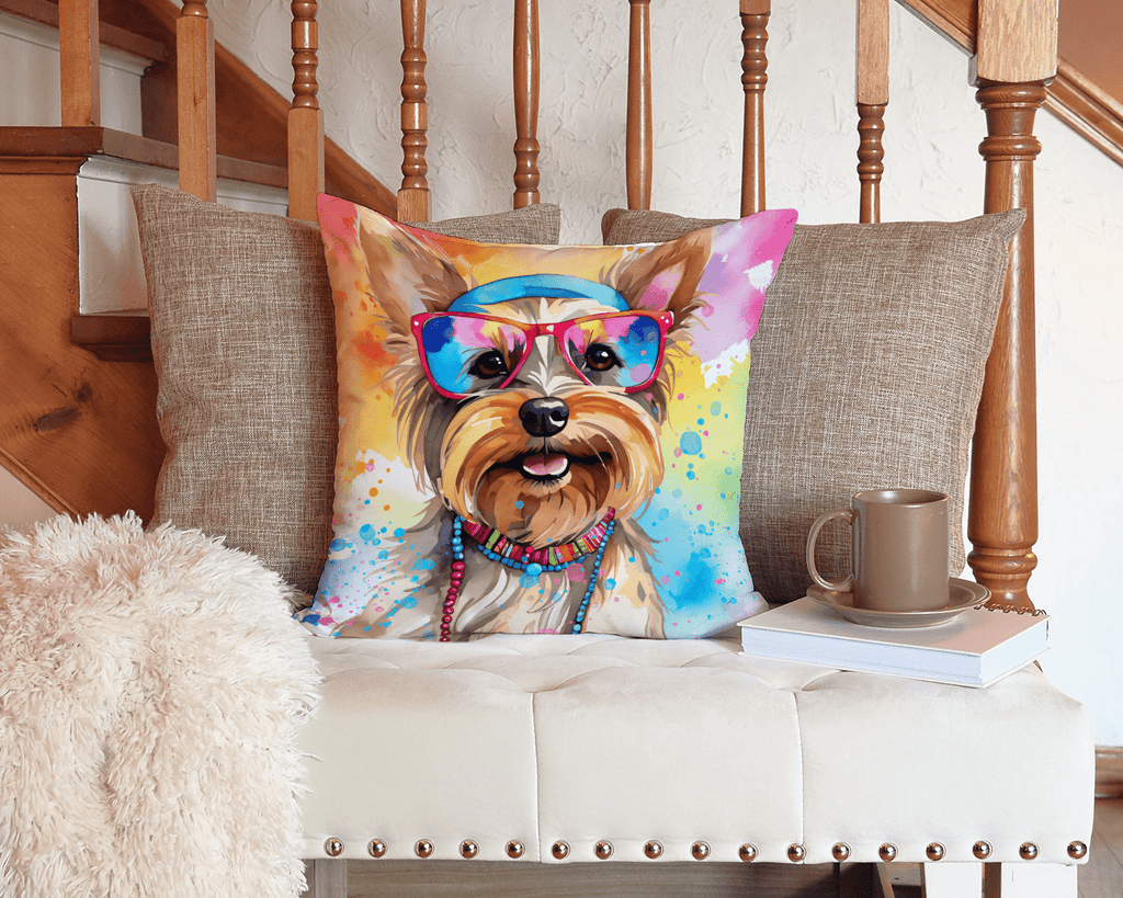 Glamorous Pups : Yorkshire Terrier Hippie Dawg Throw Pillow