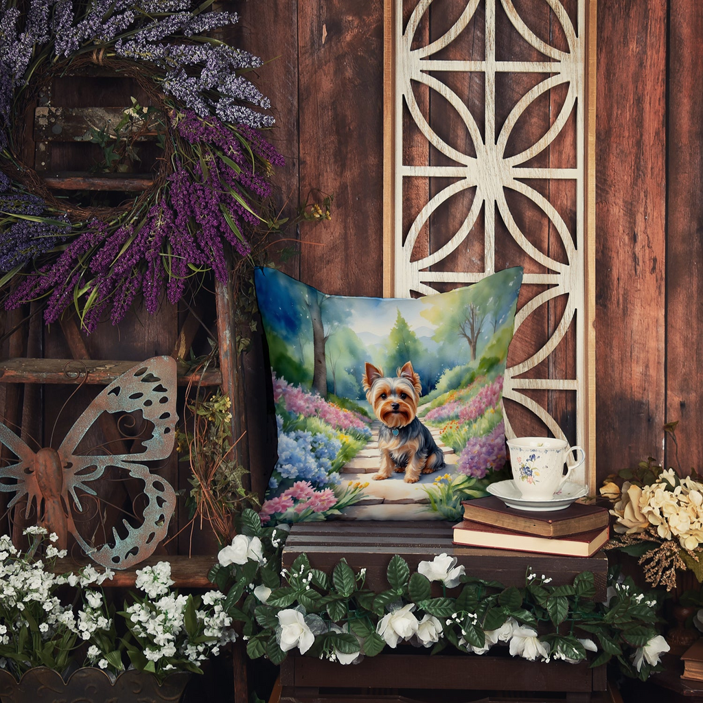 Glamorous Pups : Yorkshire Terrier Spring Path Throw Pillow