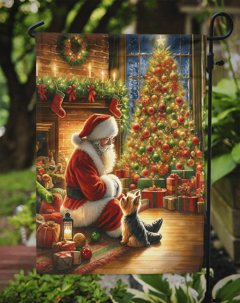 Glamorous Pups : Yorkshire Terrier Yorkie and Santa Claus Garden Flag